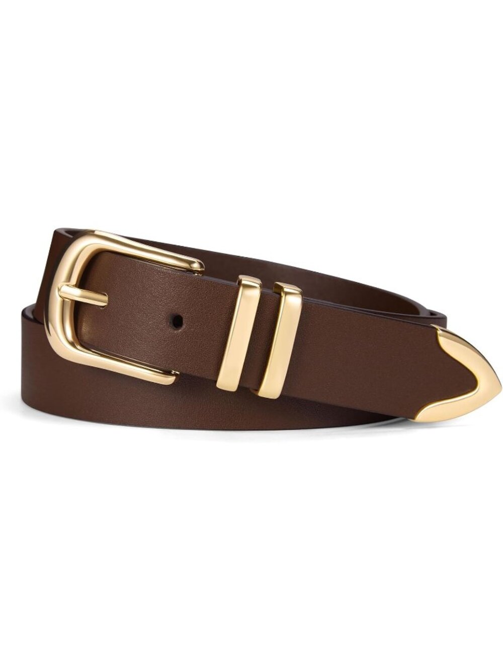 Women Coffee Leather Belt For Jeans Dresses Pants Fashion With Silver Buckle